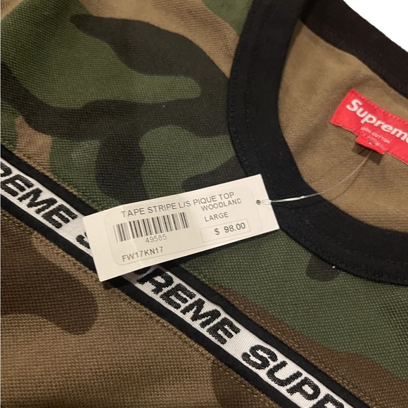 COPY - Supreme Men’s Large Camo Tape Stripe L/S Pique Top NWT FW17 - Picture 2 of 6